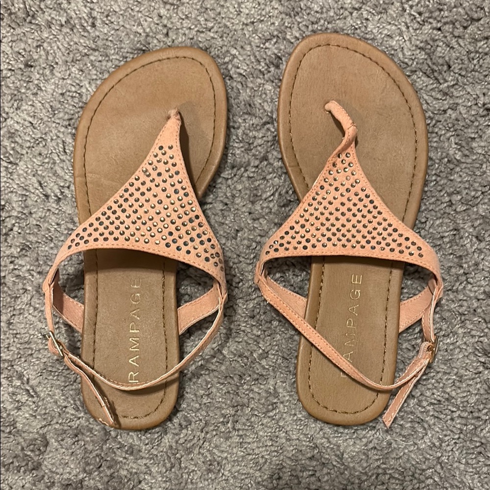 Rampage Orange Sandals Flat Thong Style